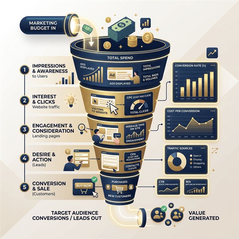 Google Ads Conversion Funnel Infografik für Messbare Neukunden