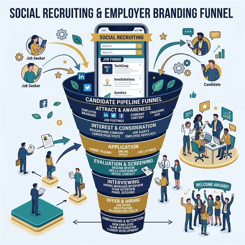 Social Recruiting Bewerber Funnel Infografik für Erfurt